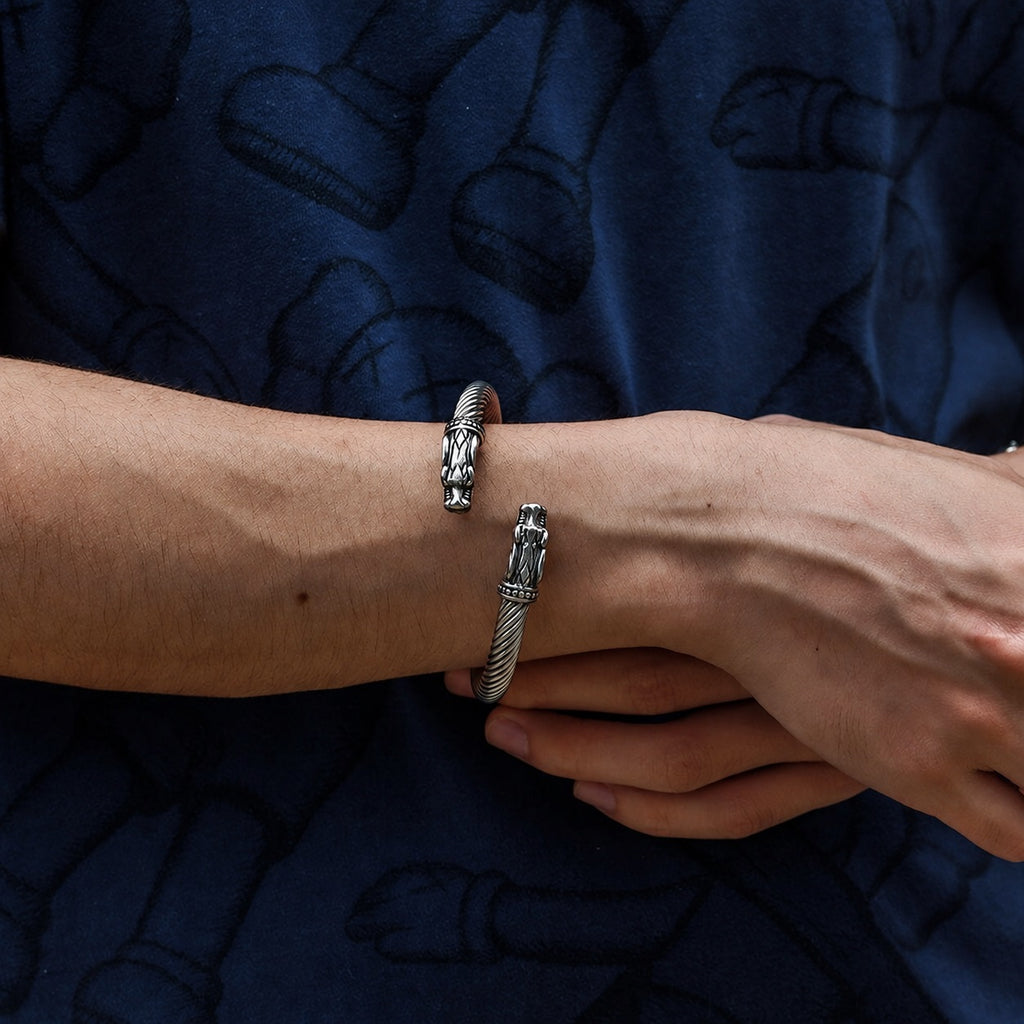 Fiery Dragons Beast Viking Bracelet in Stainless Steel