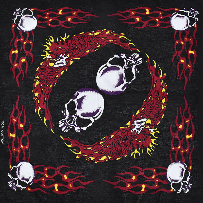Fire Wings Print Cotton Skull Square Scarf