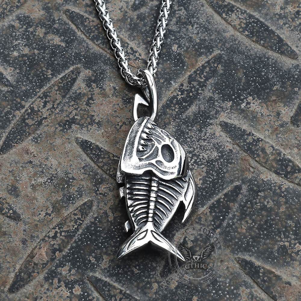 Fish Skeleton Pendant in Stainless Steel
