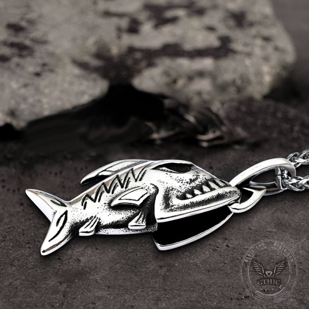 Fish Skeleton Pendant in Stainless Steel