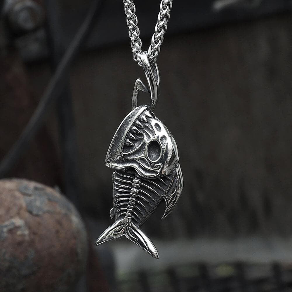 Fish Skeleton Pendant in Stainless Steel
