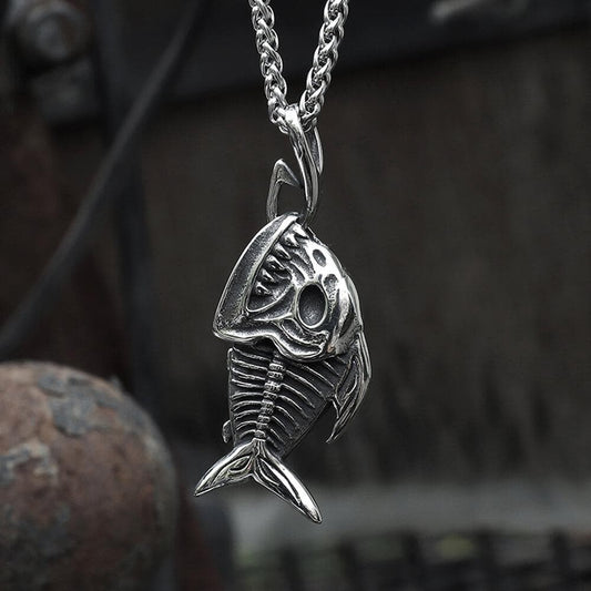Fish Skeleton Pendant in Stainless Steel