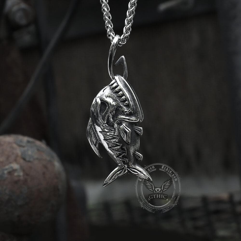 Fish Skeleton Pendant in Stainless Steel