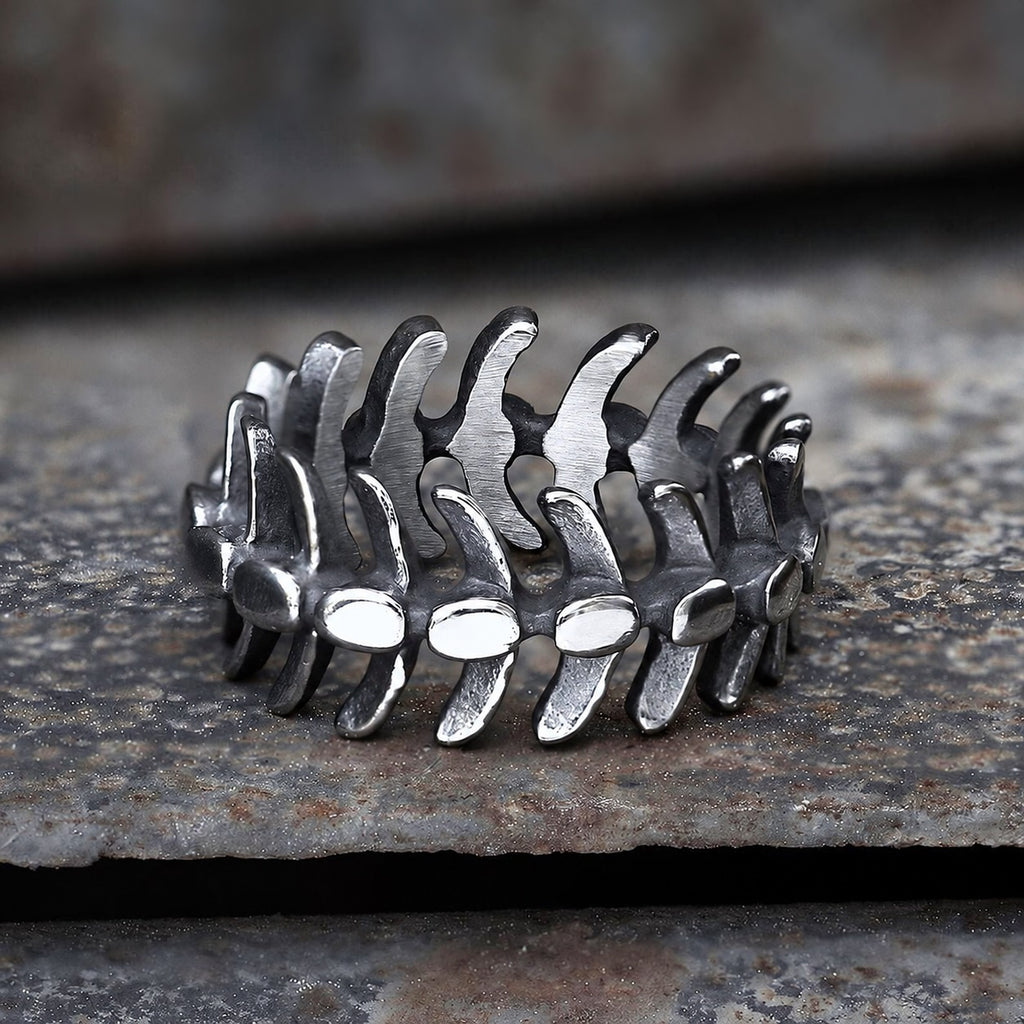 Fishbone Stainless Steel Vertebrae Ring