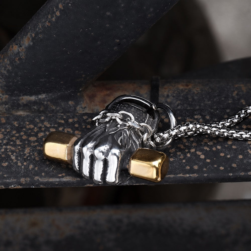 Fist Dumbbell Pendant in Stainless Steel