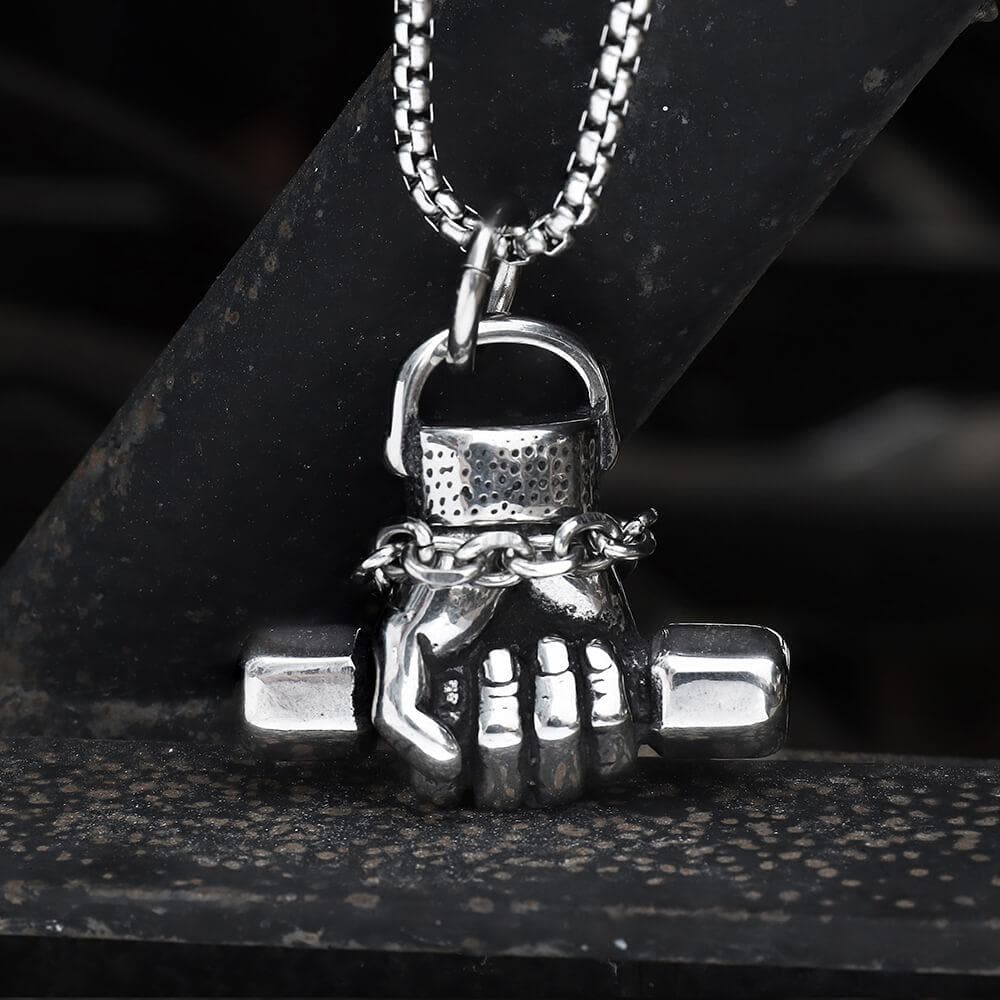 Fist Dumbbell Pendant in Stainless Steel