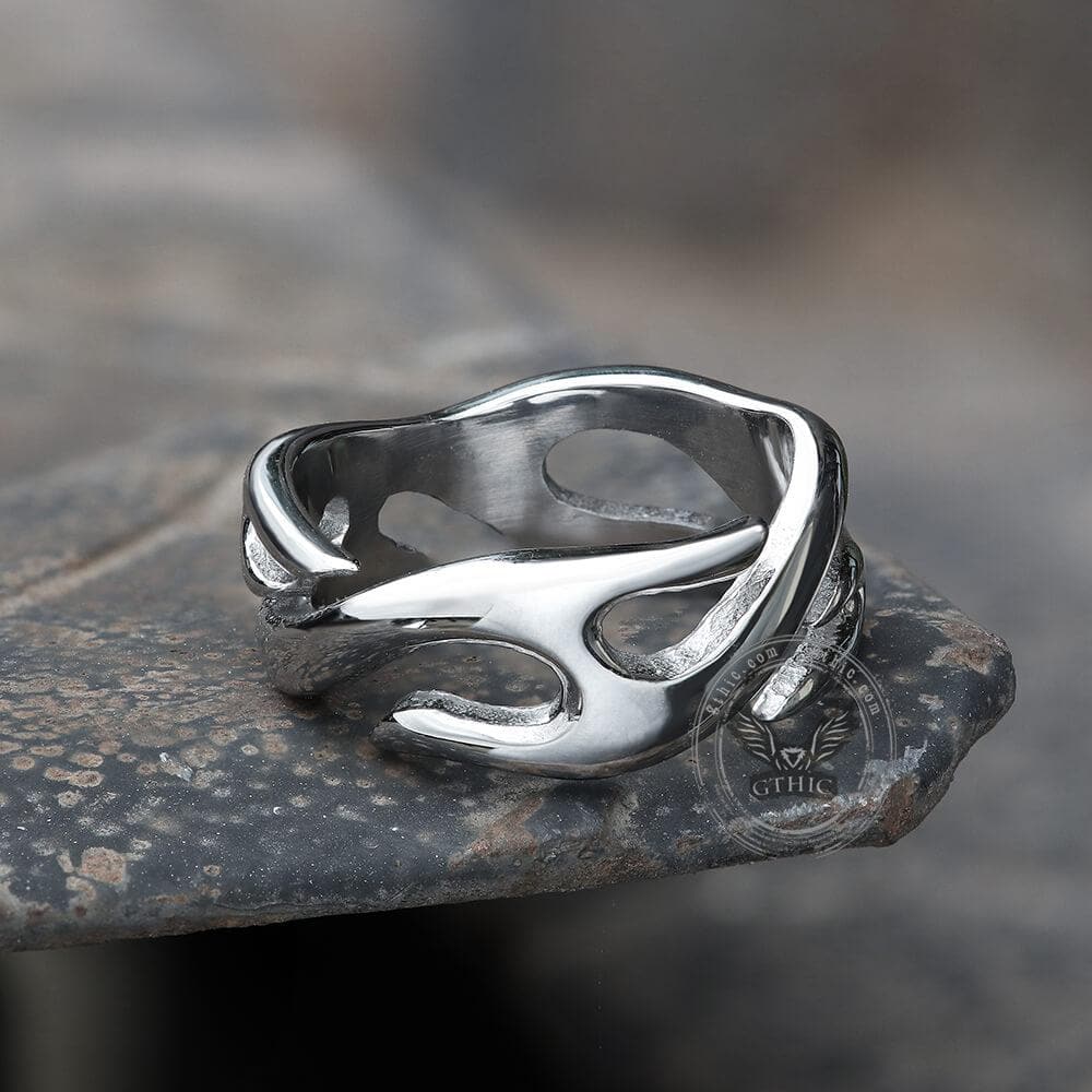 Flame Pattern Ring in Stainless Steel