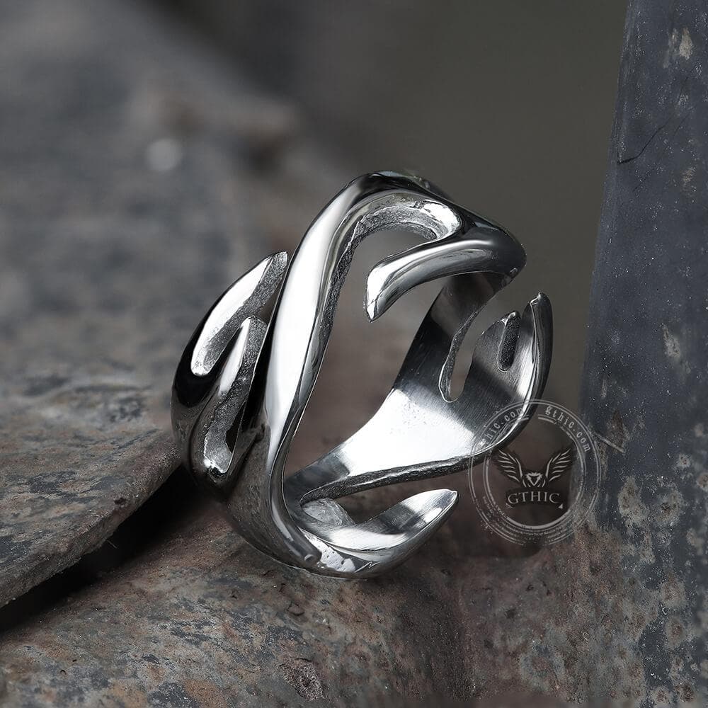 Flame Pattern Ring in Stainless Steel