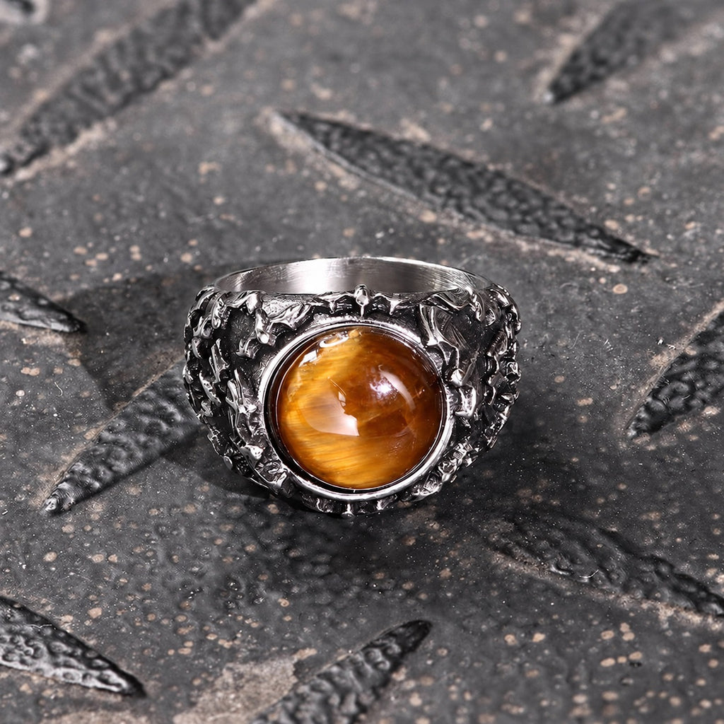 Flying Bats Stainless Steel Gemstone Ring