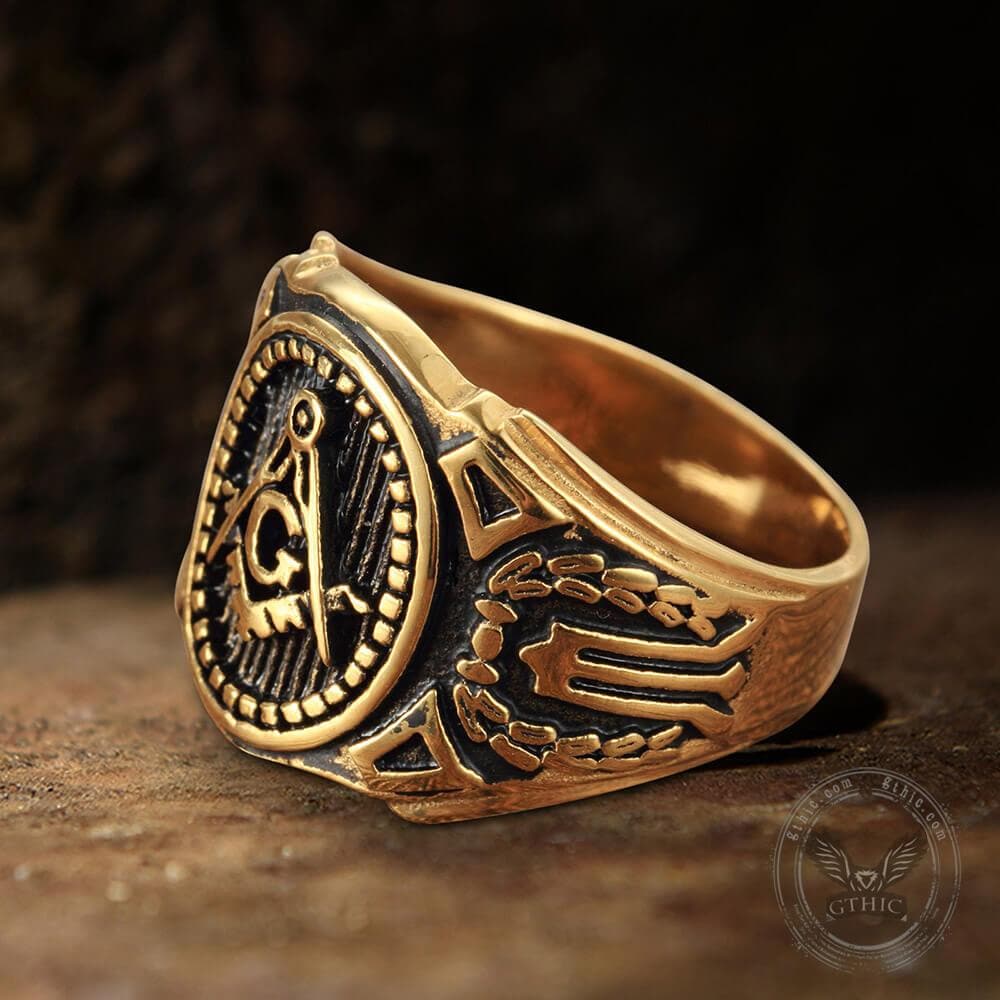 Freemasonry Symbol Ring in Stainless Steel