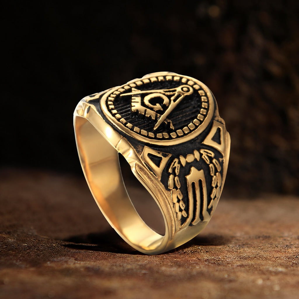 Freemasonry Symbol Ring in Stainless Steel