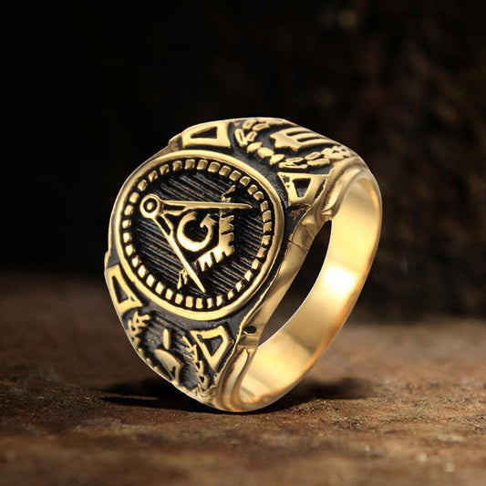 Freemasonry Symbol Ring in Stainless Steel