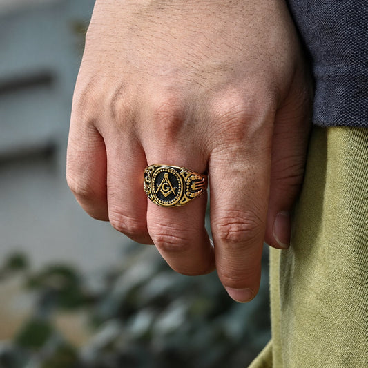 Freemasonry Symbol Ring in Stainless Steel