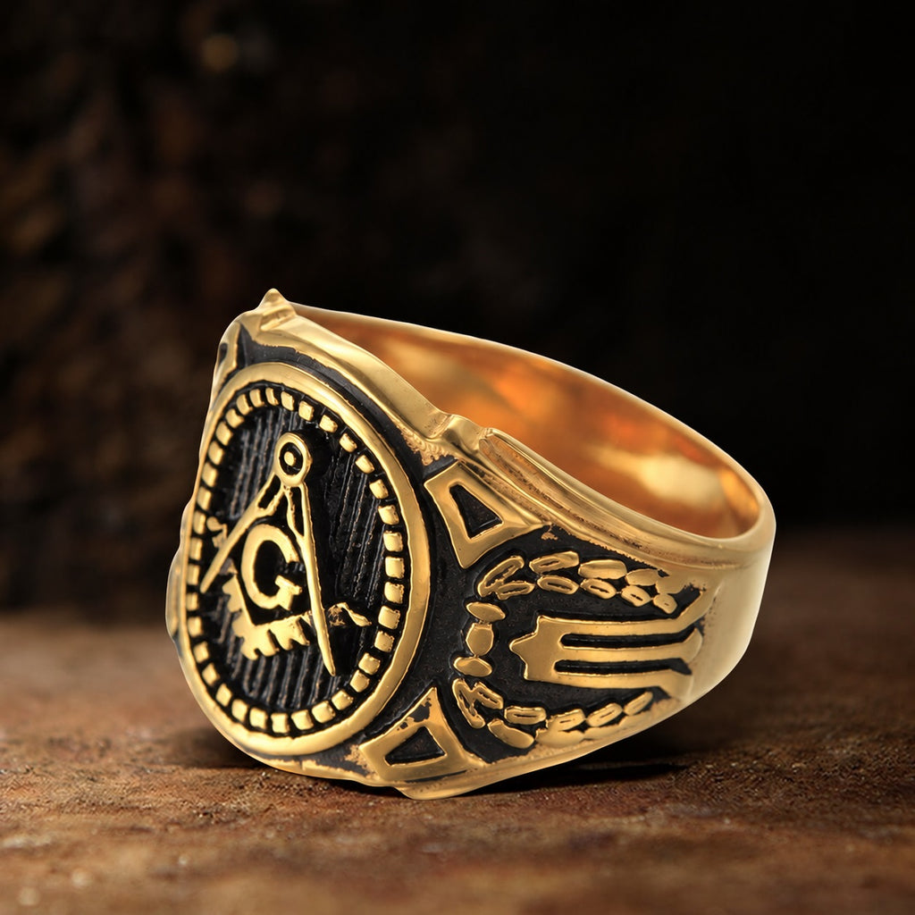 Freemasonry Symbol Ring in Stainless Steel