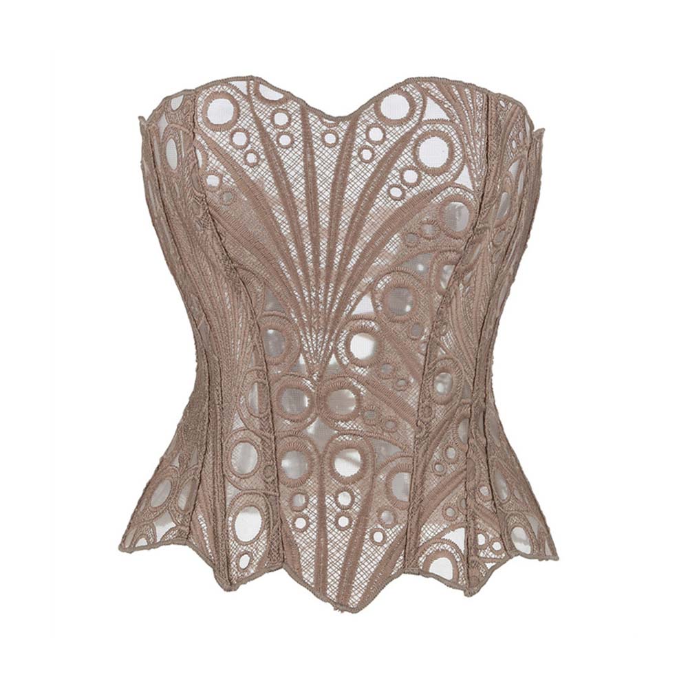 French Lace Mesh Hollow Out Court Overbust Corset