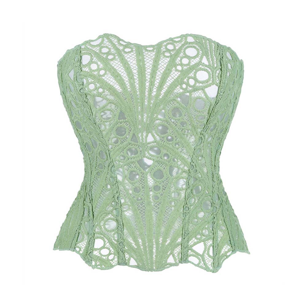 French Lace Mesh Hollow Out Court Overbust Corset