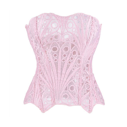 French Lace Mesh Hollow Out Court Overbust Corset