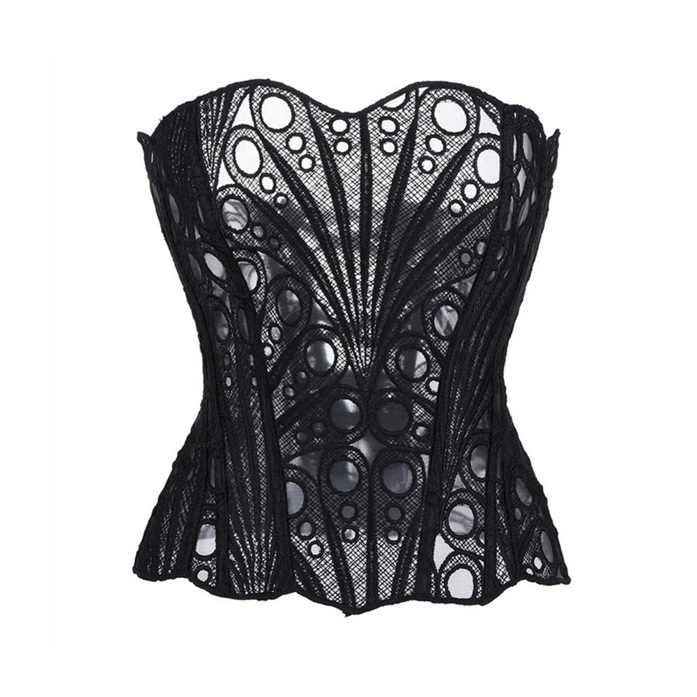 French Lace Mesh Hollow Out Court Overbust Corset