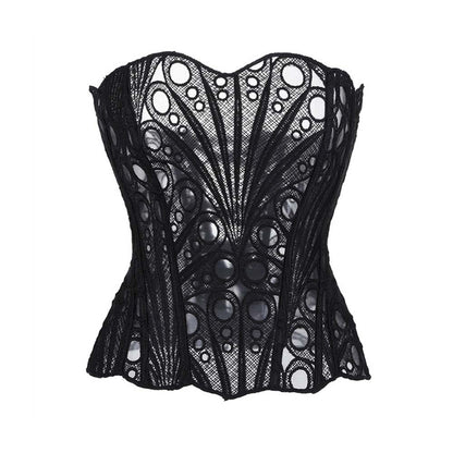 French Lace Mesh Hollow Out Court Overbust Corset