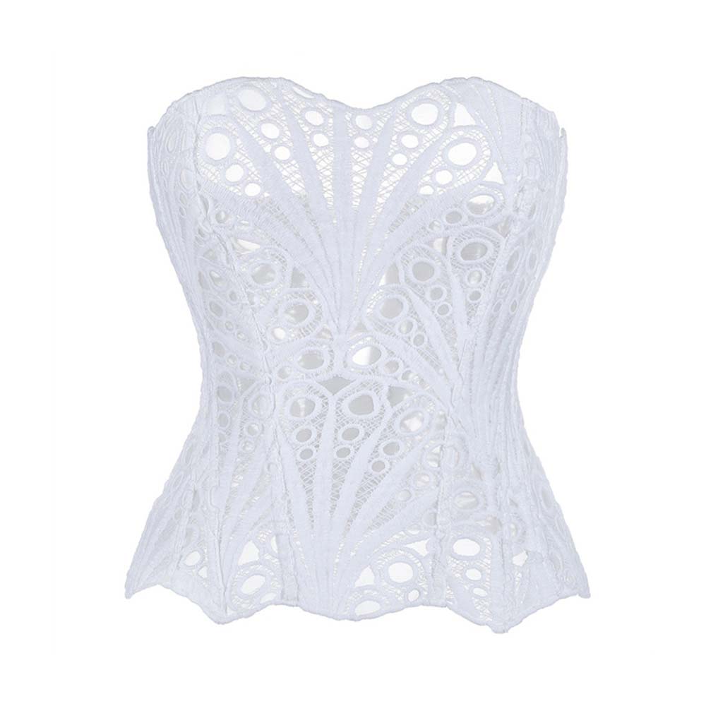 French Lace Mesh Hollow Out Court Overbust Corset
