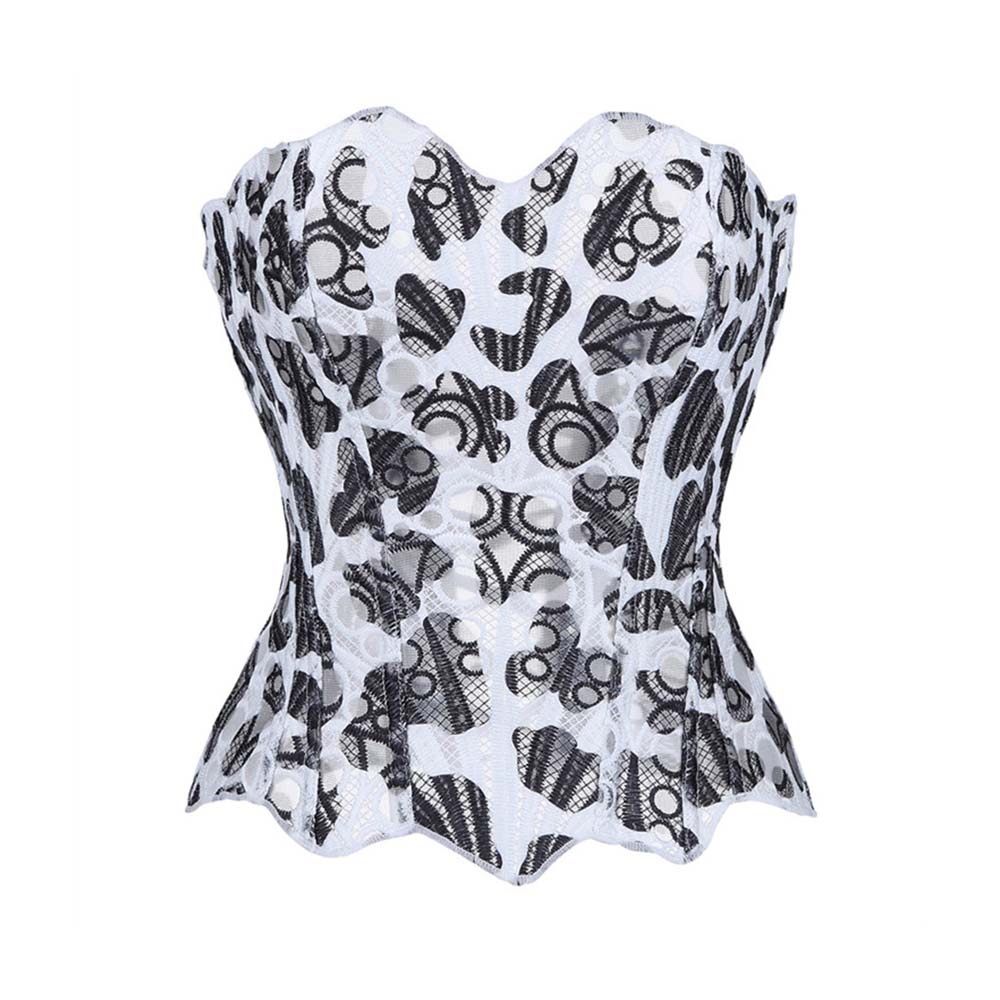 French Lace Mesh Hollow Out Court Overbust Corset