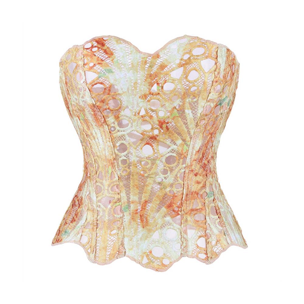 French Lace Mesh Hollow Out Court Overbust Corset