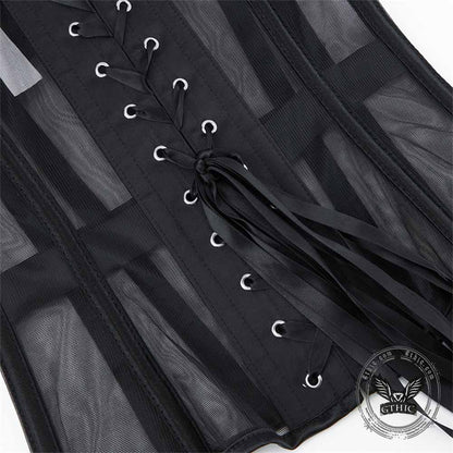 French See-Through Mesh Slim-Fit Suspender Corset