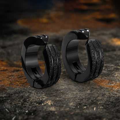 Frosted Geometric Stainless Steel Hoop Ear Cuffs