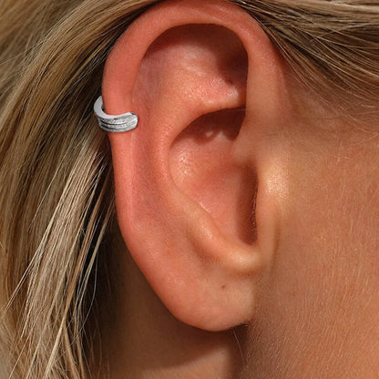 Frosted Geometric Stainless Steel Hoop Ear Cuffs