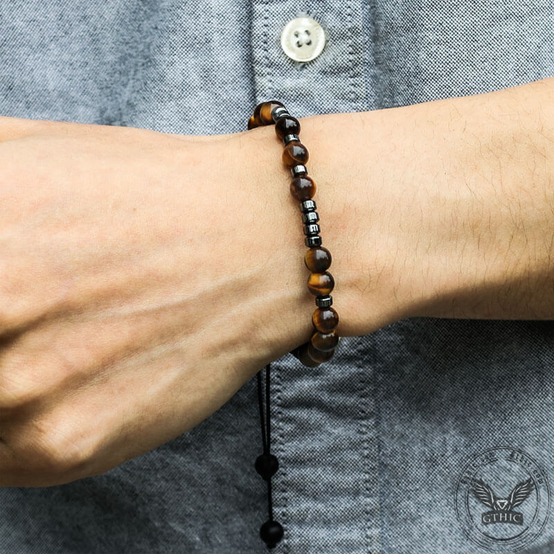 Fuck Off Tiger Eye Morse Code Braided Bracelet