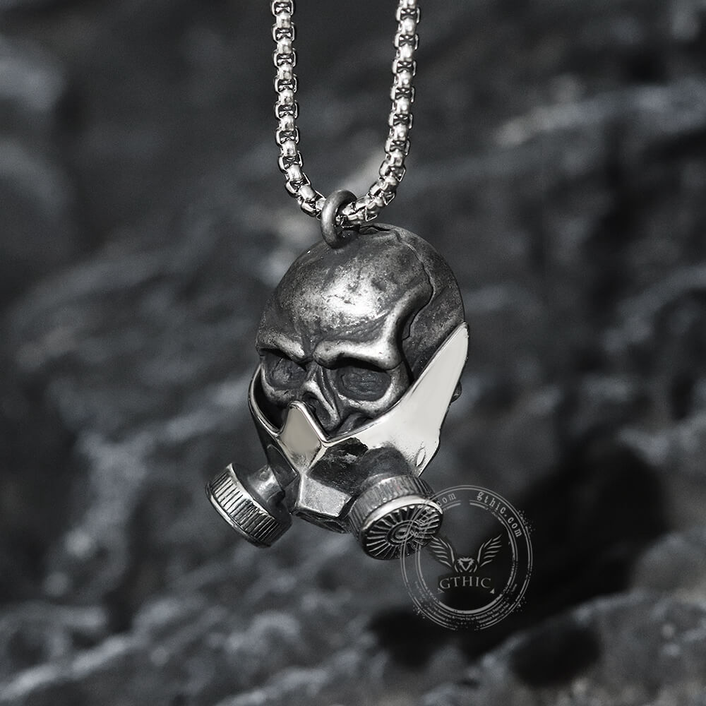 Gas Mask Skull Pendant in Stainless Steel