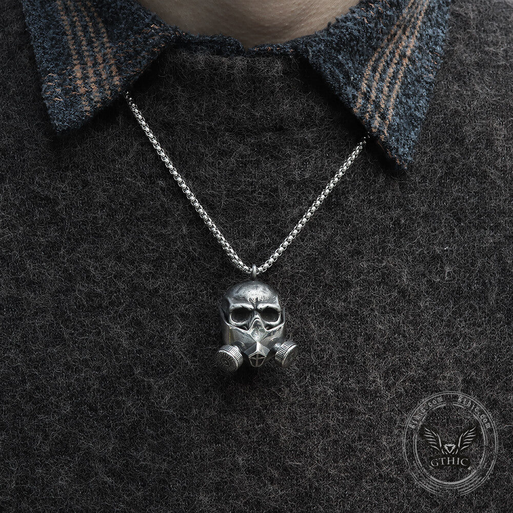 Gas Mask Skull Pendant in Stainless Steel