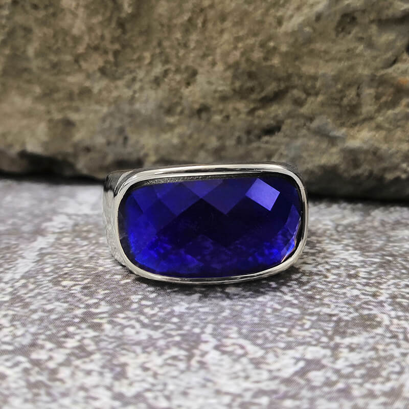 Gem Set Stainless Steel Minimalism Ring