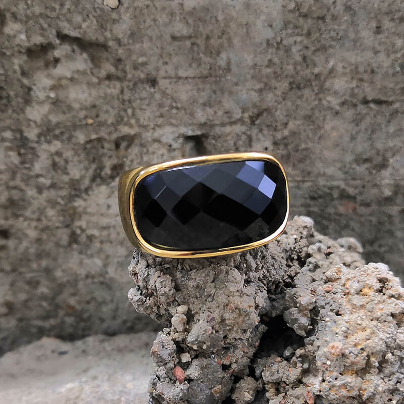 Gem Set Stainless Steel Minimalism Ring