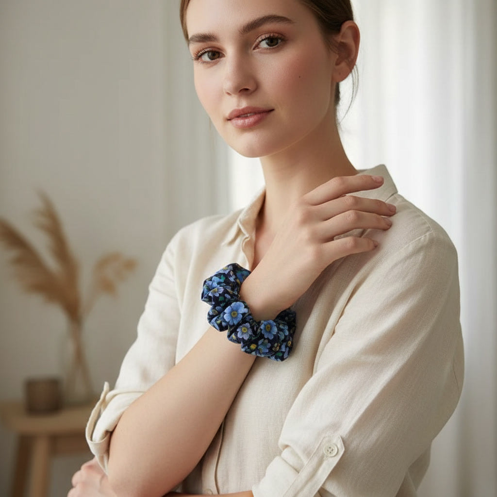 The 'Midnight' Floral Scrunchie