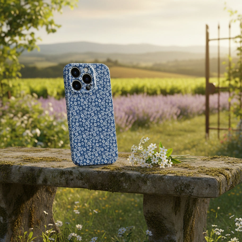 Blue Floral Sketch iPhone Case - Garden Story