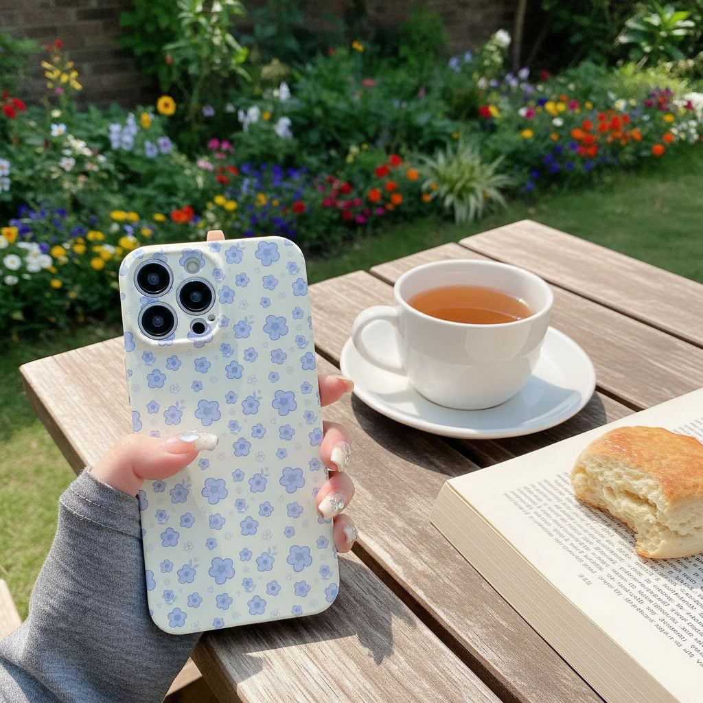 Cream Blue Tulip iPhone Case - Babala