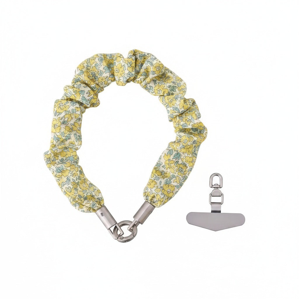Sunny Daisy- Floral Scrunchie Phone Wristlet Lanyard