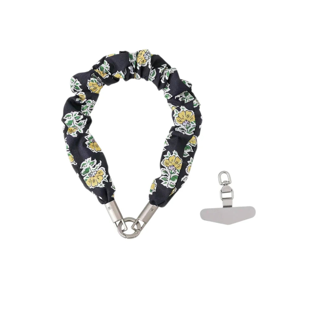 Dark Meadow- Floral Scrunchie Phone Wristlet Lanyard