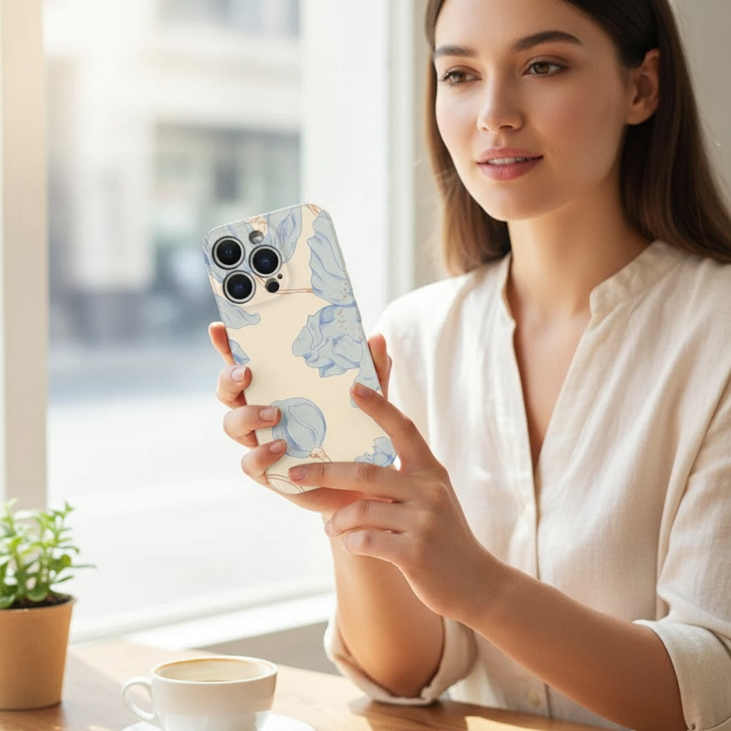 Periwinkle Blue 3D Floral iPhone Case - Memorial