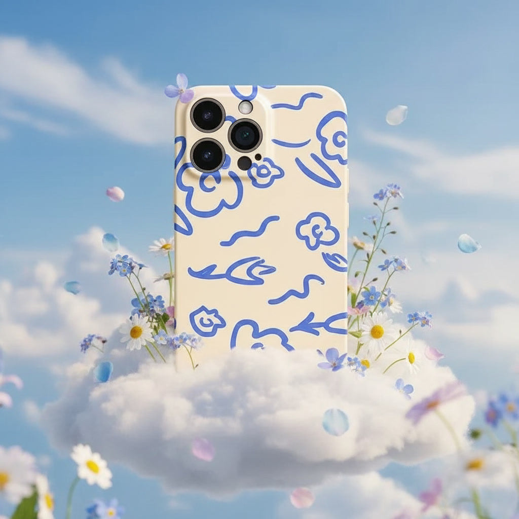 Watercolor Blue Cherry Blossom iPhone Case - Sun to Happiness