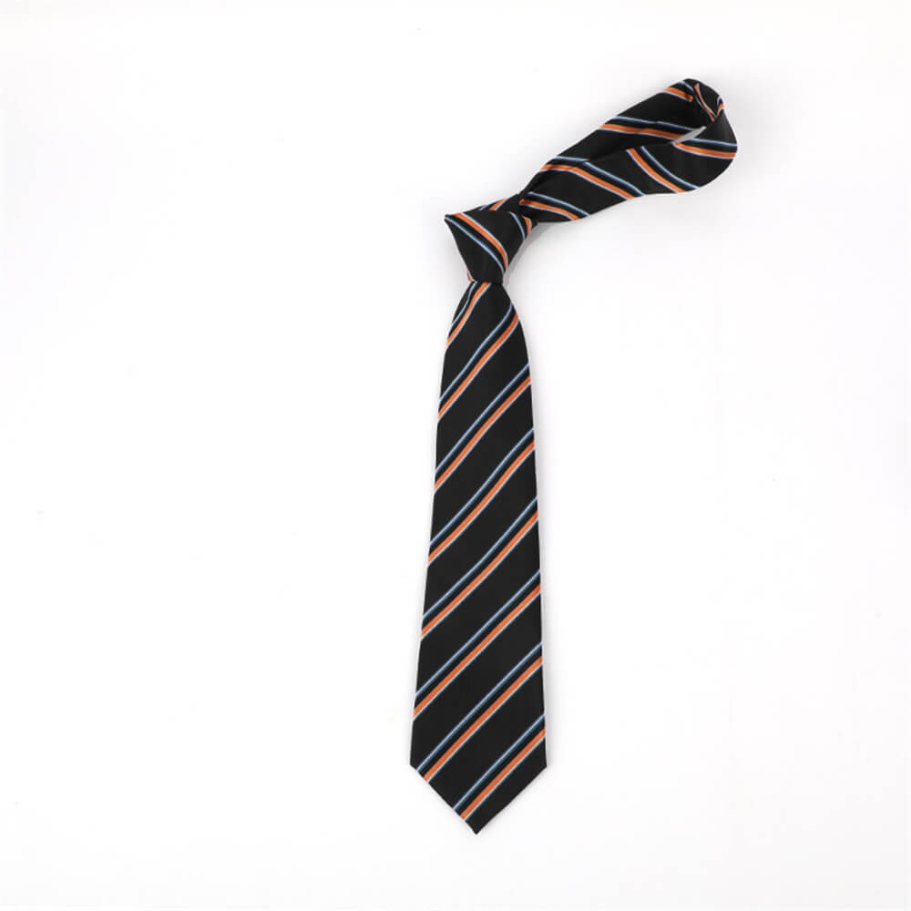 Geometric Check Striped Polyester Tie