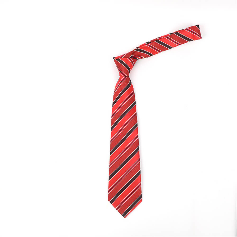Geometric Check Striped Polyester Tie