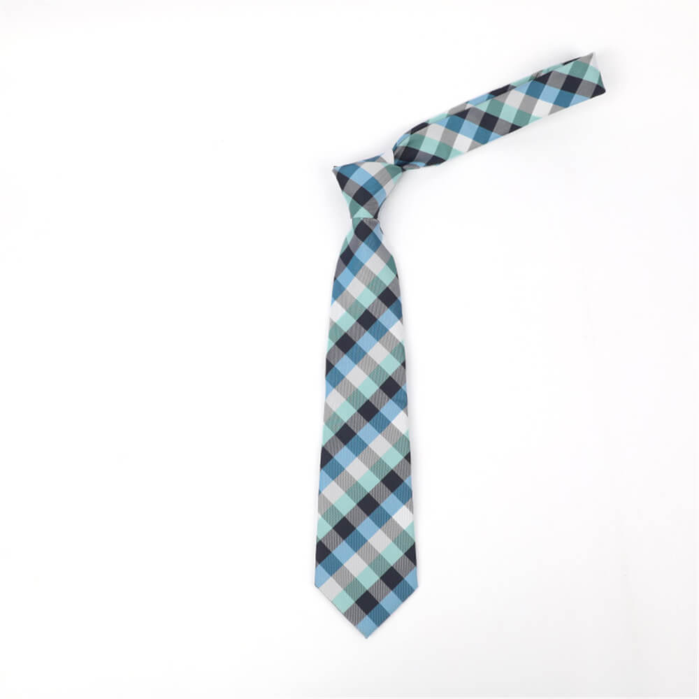 Geometric Check Striped Polyester Tie