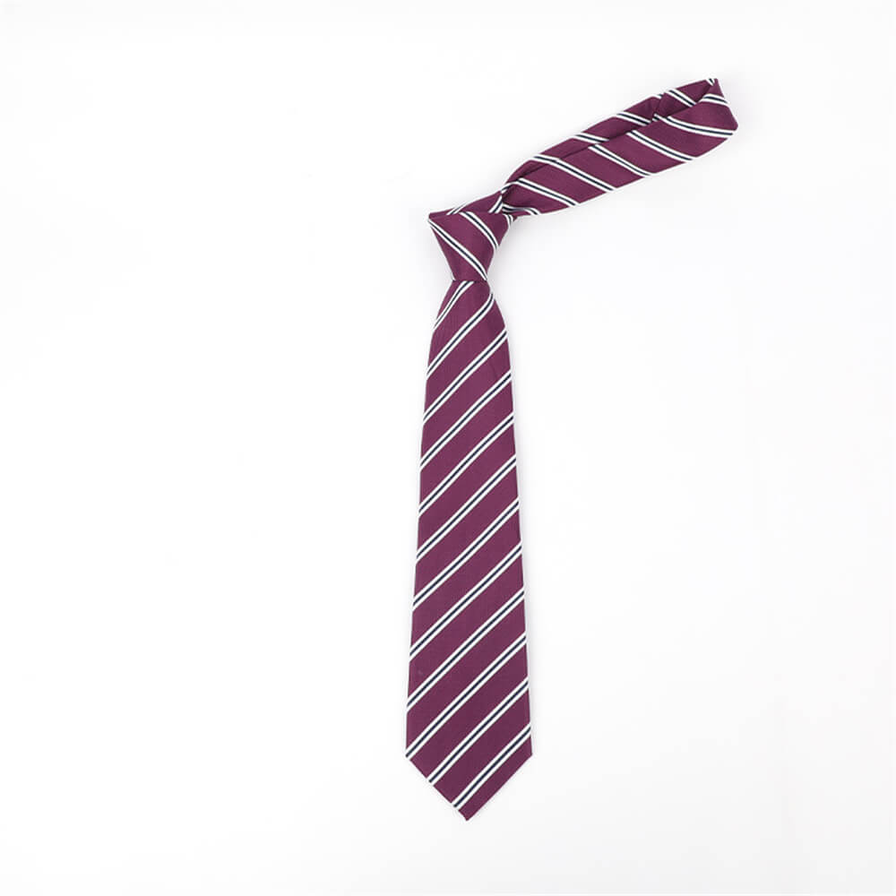 Geometric Check Striped Polyester Tie