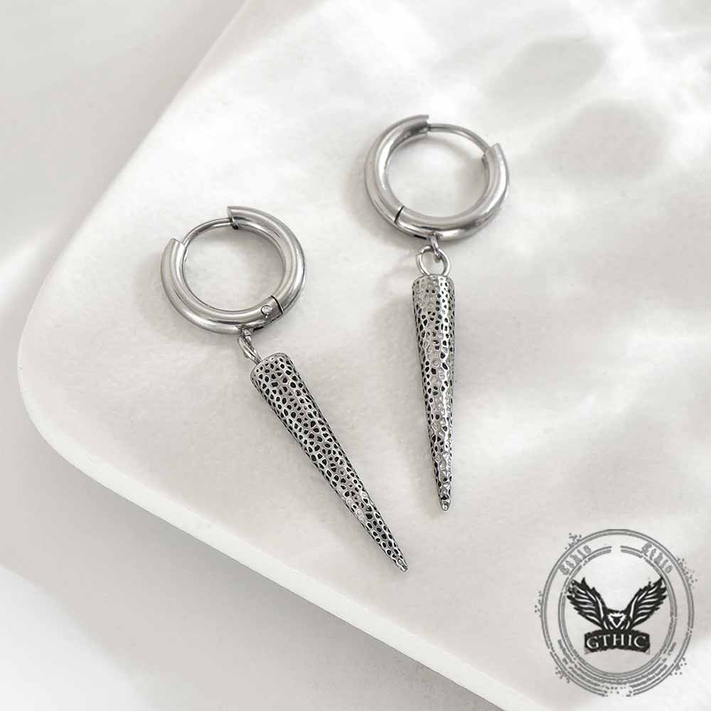 Geometric Cone Spike Dangle Earrings in Stainless Steel
