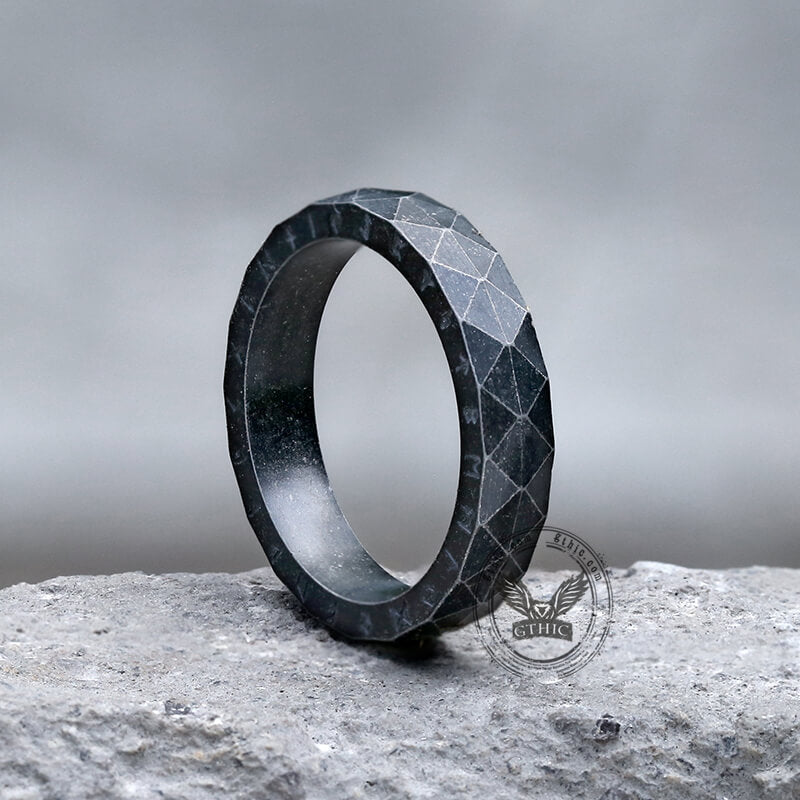 Geometric Faceted Runes Viking Ring in Stainless Steel