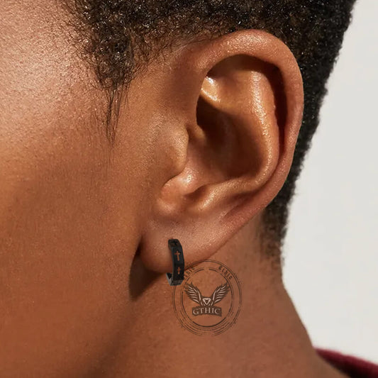 Geometric Hollow Cross Earrings in Stainless Steel