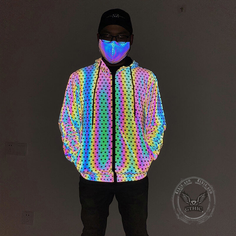 Geometric Pattern Colorful Reflective Jacket