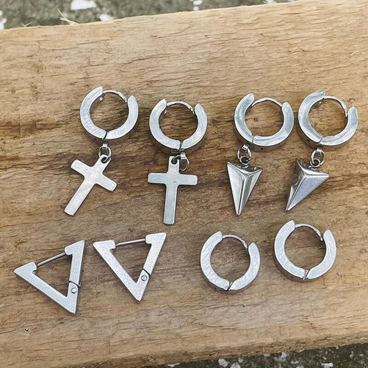 Geometric Hoop Earrings in Stainless Steel